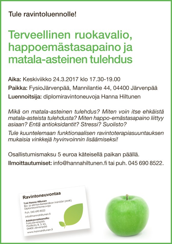 Mainos ravintoluennosta Järvenpäässä